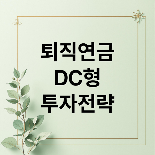 퇴직연금
DC형
투자전략 (퇴직연금 DC형 퇴직금 및 투자)