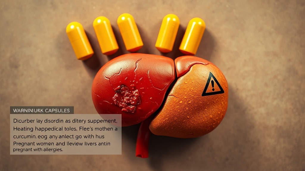 커큐민 부작용 및 주의사항 (realistic 스타일)
