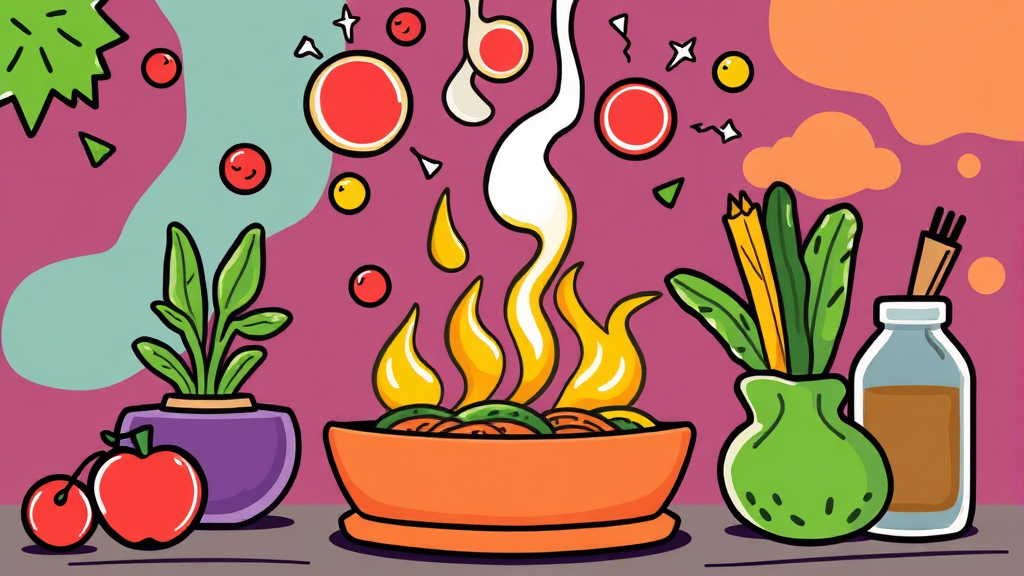 당독소 생성의 주범: 피해야 할 음식과 습관 (cartoon 스타일)