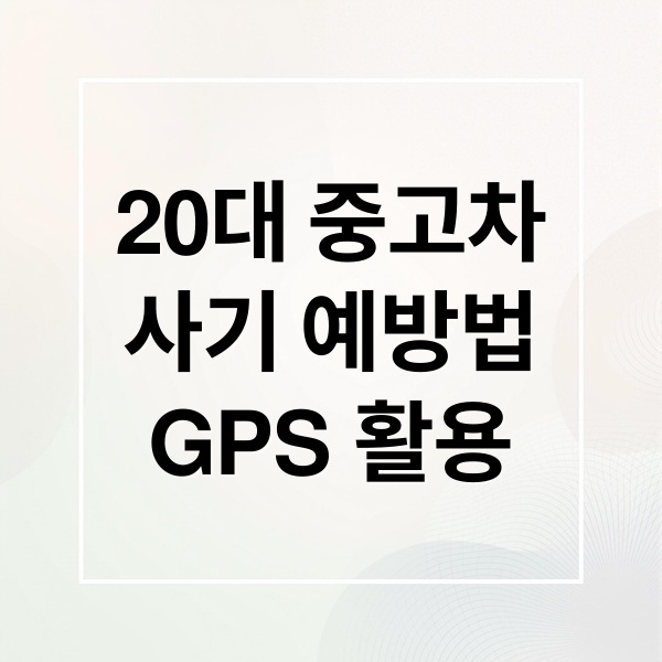 20대 중고차
사기 예방법
GPS 활용 (중고차 사기 GPS 추적 20대)