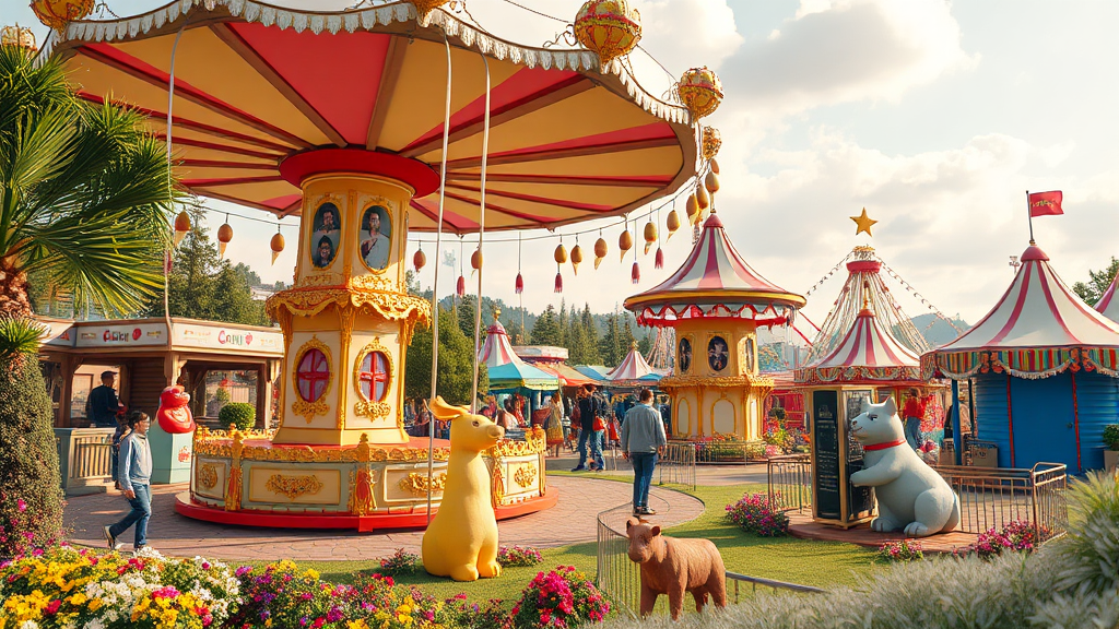 디스커버리 파크: 짜릿한 놀이기구와 다채로운 체험의 세계 (realistic 스타일)