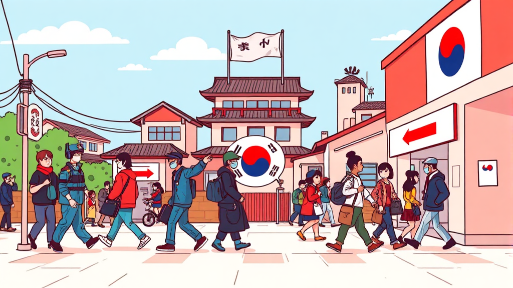 정치 및 사회: 복잡한 민심과 안보 과제 (cartoon 스타일)