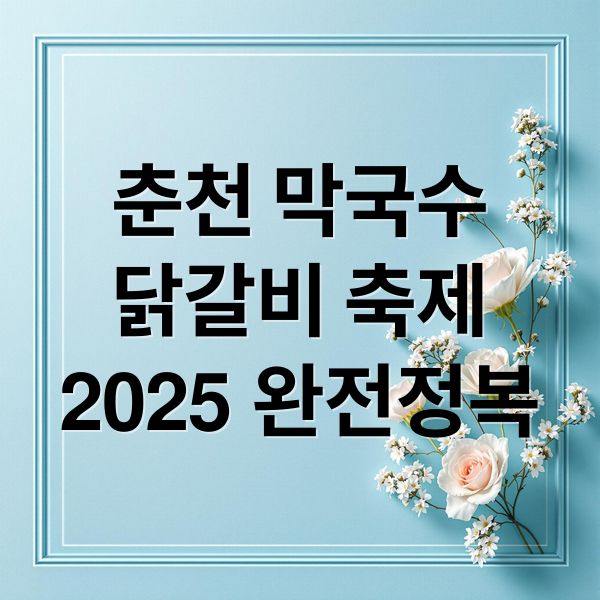 춘천 막국수
닭갈비 축제
2025 완전정복 (춘천 막국수닭갈비축제)