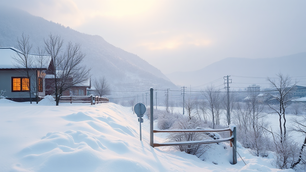 충청권 첫눈, 12월 초 예상 (realistic 스타일)