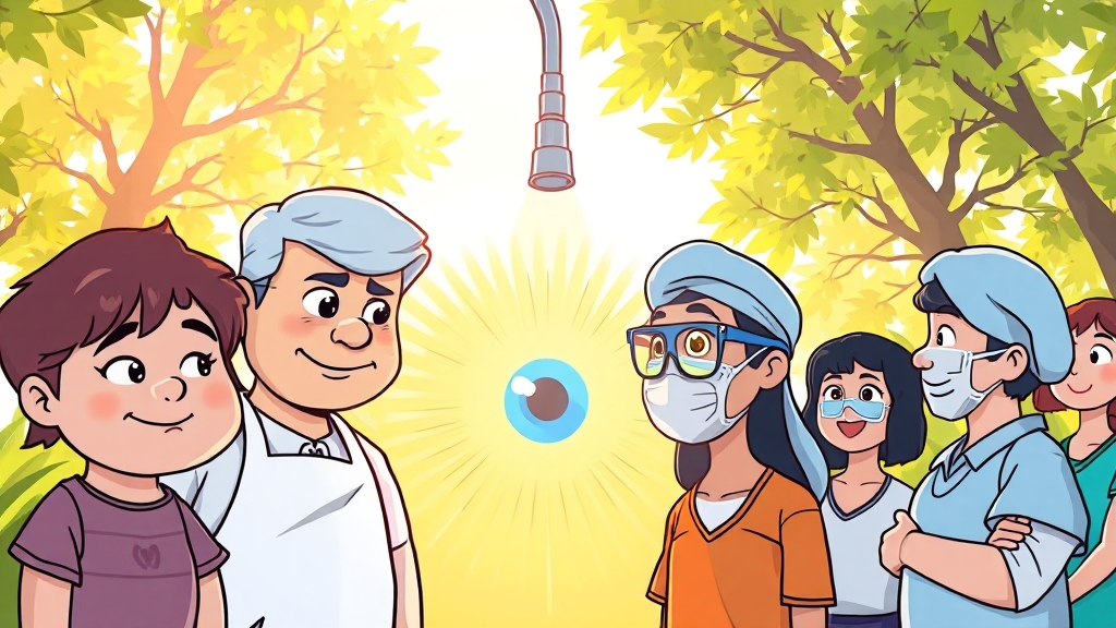 백내장, 어떻게 진단하고 치료할까요? (cartoon 스타일)