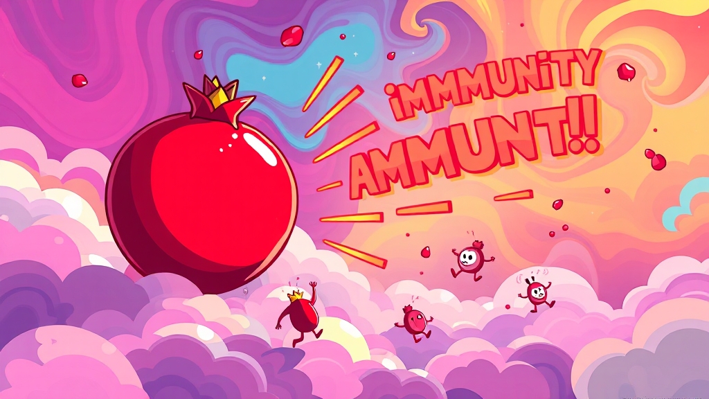 석류, 항산화 & 혈관 건강 책임? (cartoon 스타일)