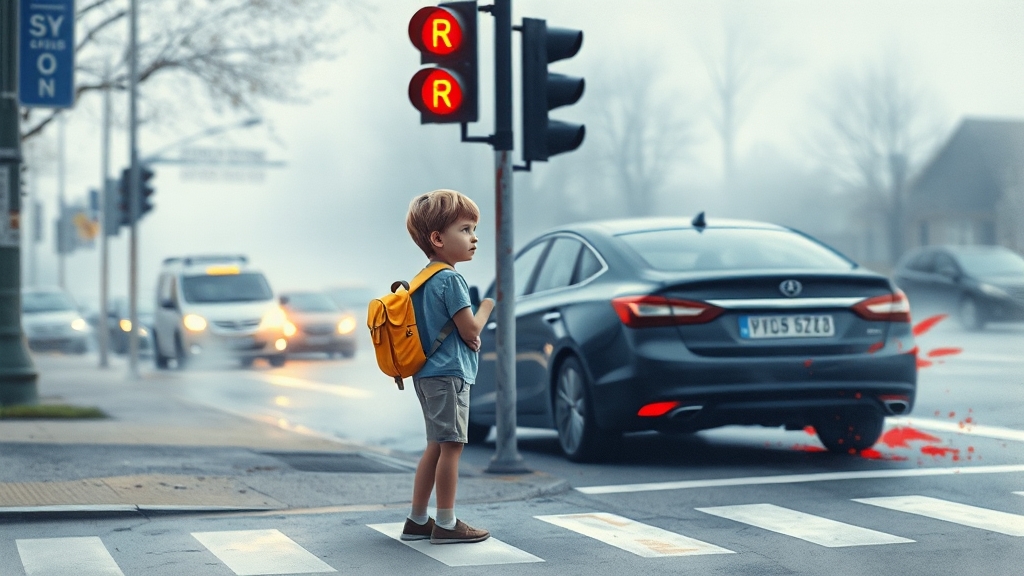 신호위반 사고, 위험성과 실제 사례 (watercolor 스타일)