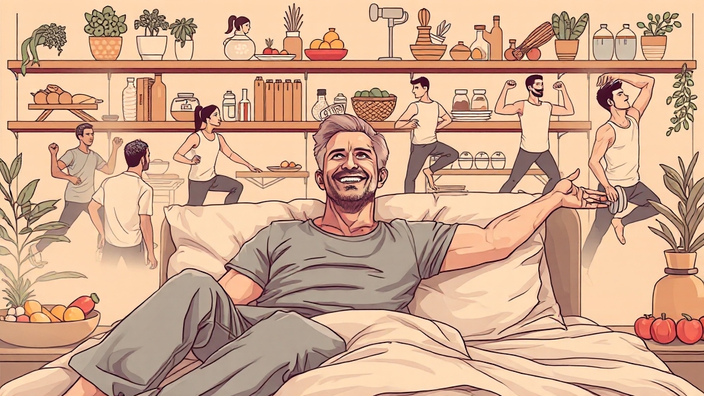 남성 갱년기, 생활 습관과 식이 관리 (illustration 스타일)