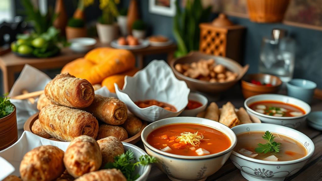 조식 뷔페 메뉴 & 맛 평가 (realistic 스타일)