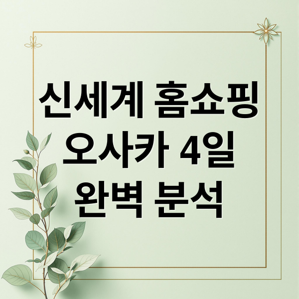 신세계 홈쇼핑
오사카 4일
완벽 분석 (신세계 홈쇼핑, 오사카 4일 여행)