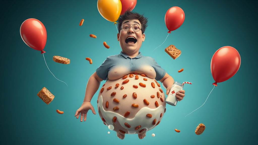 식습관, 당신의 배를 빵빵하게 만드는 범인? (realistic 스타일)