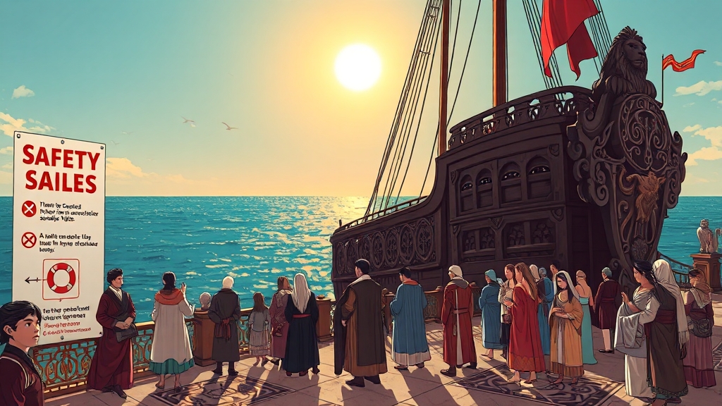 배편 이용 시 주의사항 (illustration 스타일)
