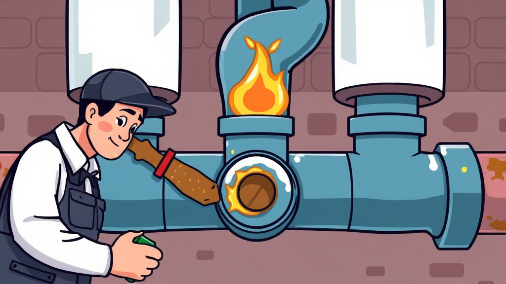 배관 청소 및 분배기 점검 (cartoon 스타일)