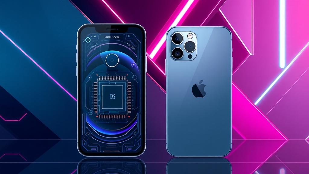 아이폰 16 프로 vs 일반 모델 (illustration 스타일)