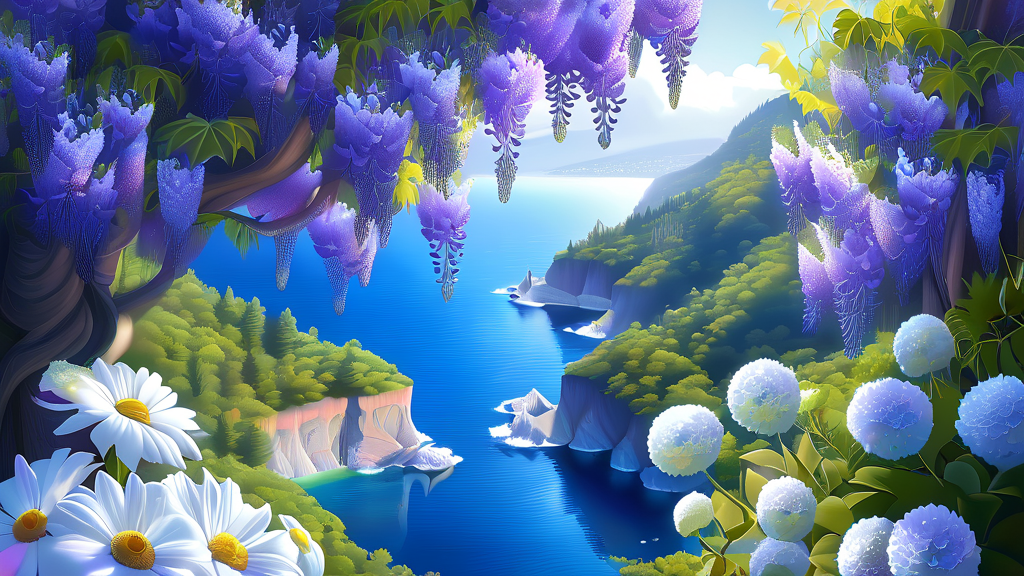 신비로운 바다 풍경, 남해 & 부안 (realistic 스타일)