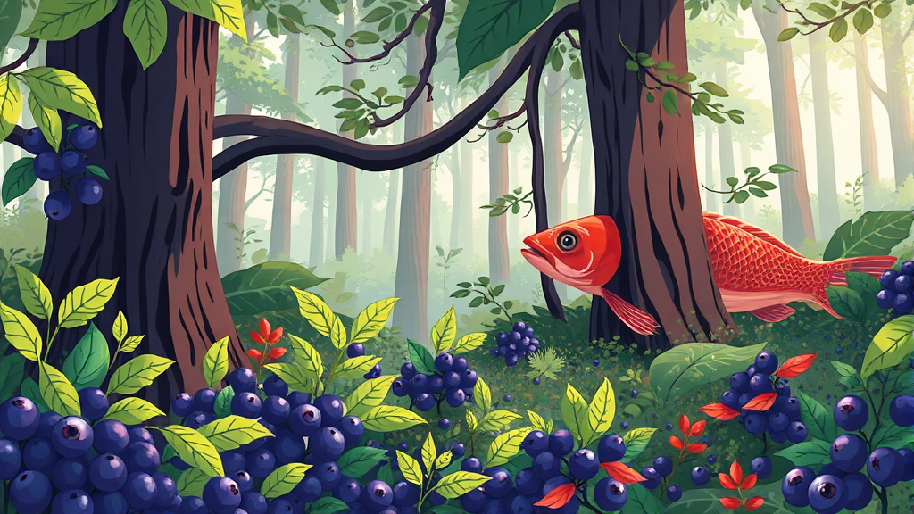 빌베리 & 아스타잔틴 조합 (illustration 스타일)