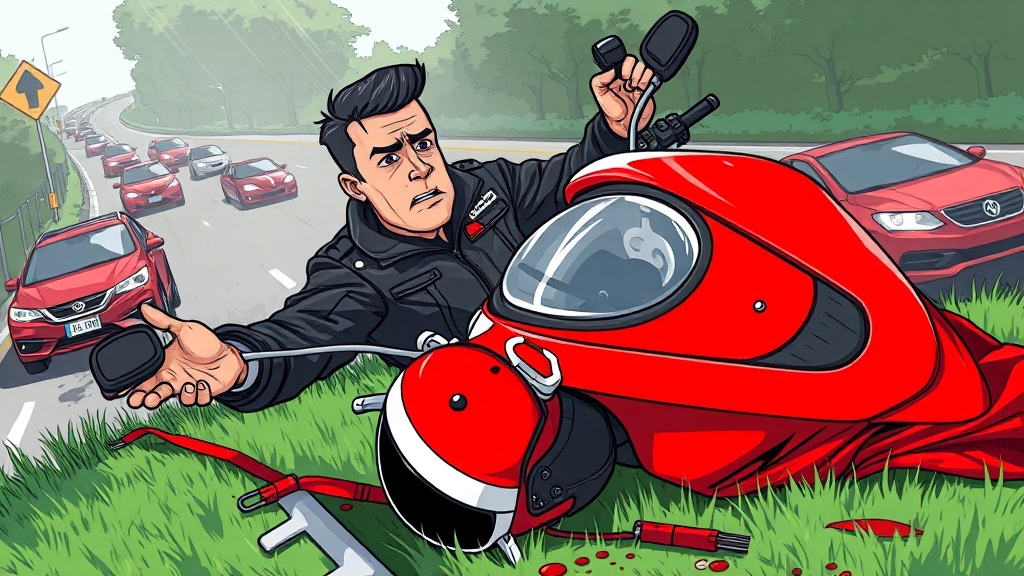 교통사고 현황 및 오토바이 사고 위험성 (cartoon 스타일)