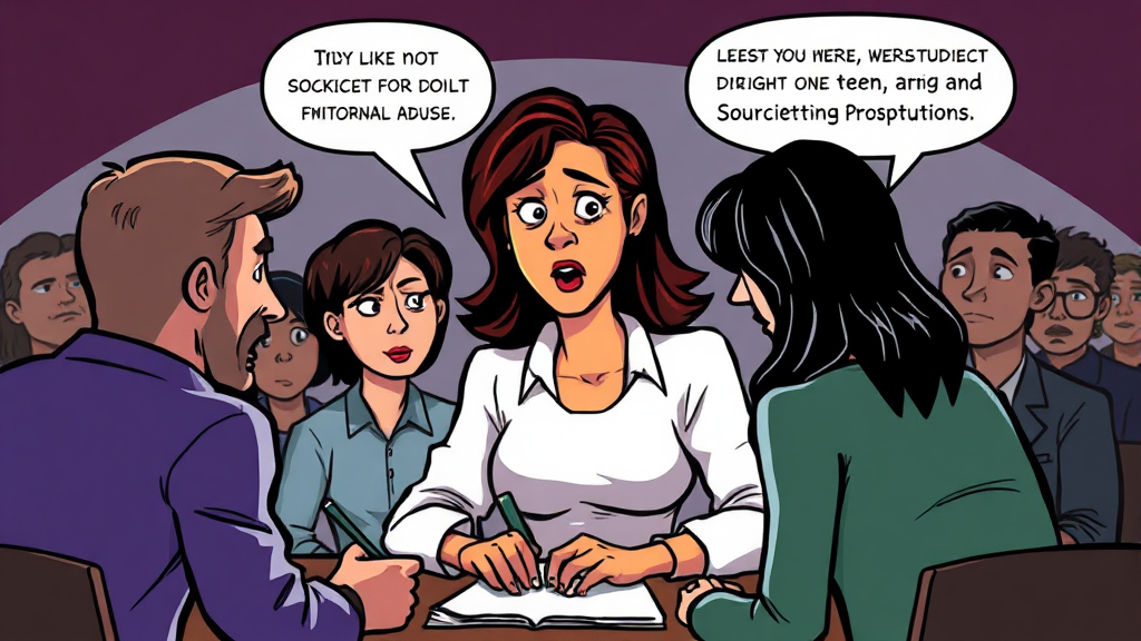 전처 A 씨의 충격 폭로 내용 (cartoon 스타일)