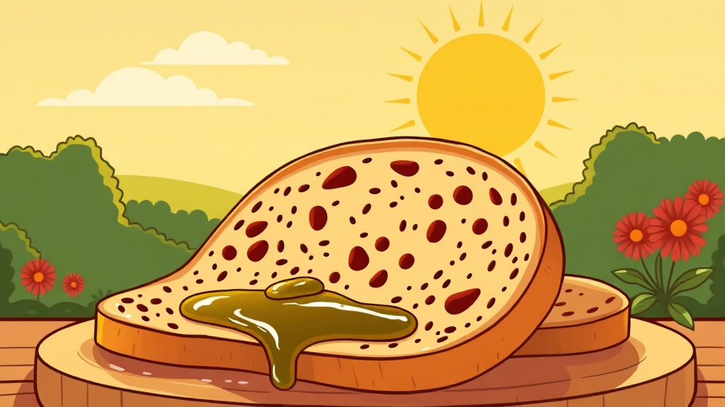 맛과 건강, 빵과 함께 (cartoon 스타일)