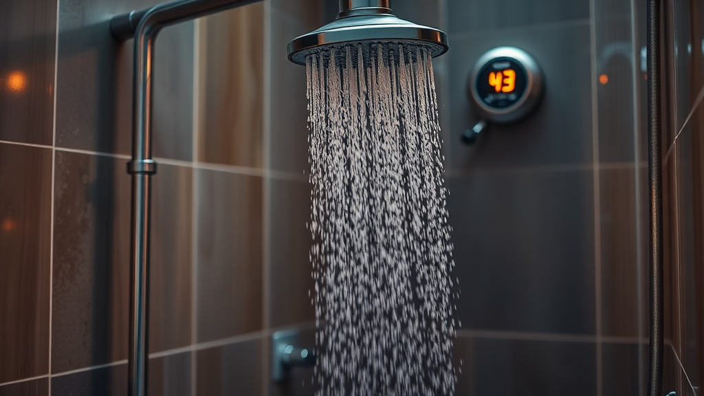 온수 사용량 조절 & 절약 팁 (realistic 스타일)