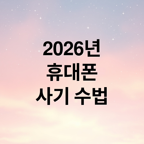 2026년
휴대폰
사기 수법 (핸드폰 구매 사기 2026년)
