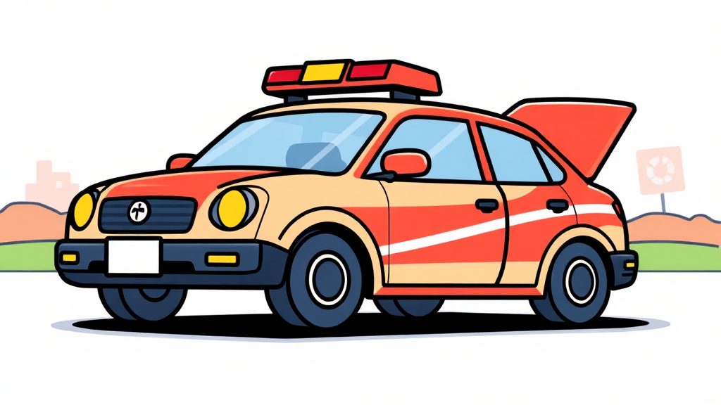 긴급출동 서비스 이용 방법 및 절차 (cartoon 스타일)