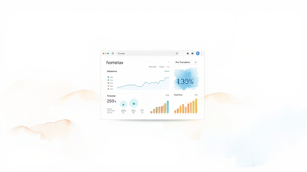 홈택스 신고, 따라만 하세요! (watercolor 스타일)