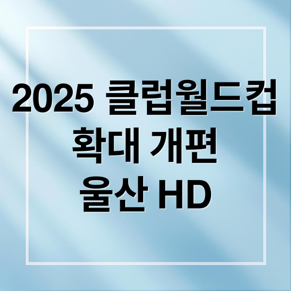 2025 클럽월드컵
확대 개편
울산 HD (피파 클럽 월드컵)