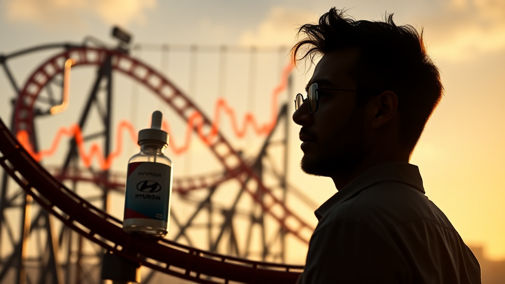 현대약품 주가, 왜 롤러코스터? (realistic 스타일)