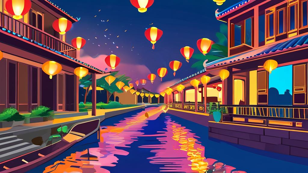 호이안 올드타운 & 다낭 명소: 최고의 촬영 스팟 (illustration 스타일)