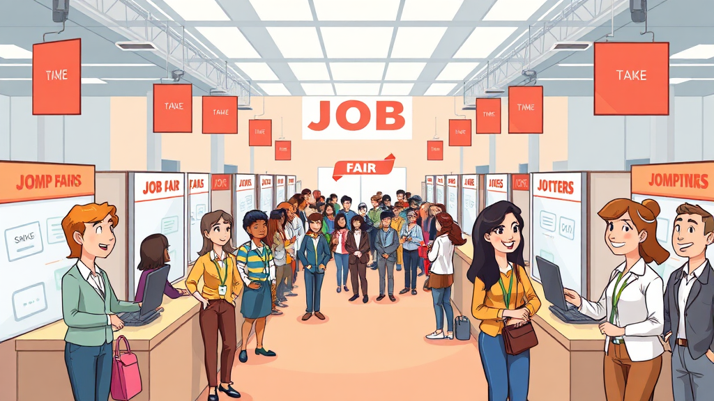 참가 기업 및 채용 정보 (cartoon 스타일)