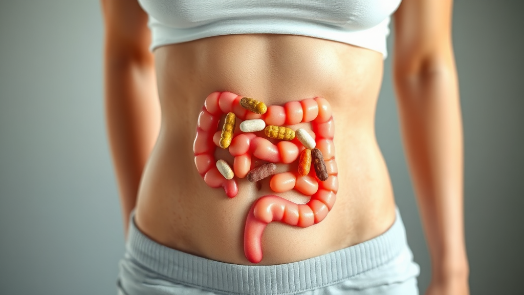 내장 지방 감소 보조제 및 유산균, 효과와 주의사항 (realistic 스타일)