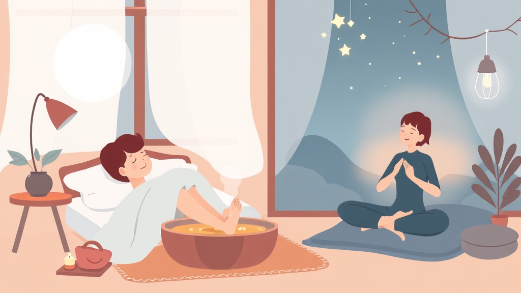 마음과 몸을 편안하게, 불면증 완화 요법 (illustration 스타일)