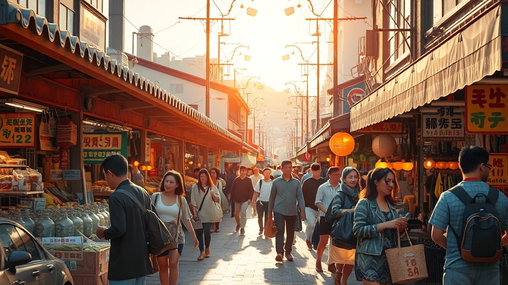 전통시장 방문객 혜택 (realistic 스타일)