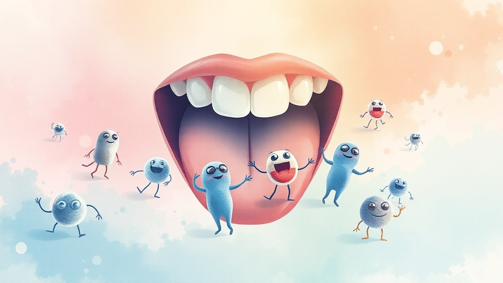 구강 유산균 선택 시 고려사항 (watercolor 스타일)