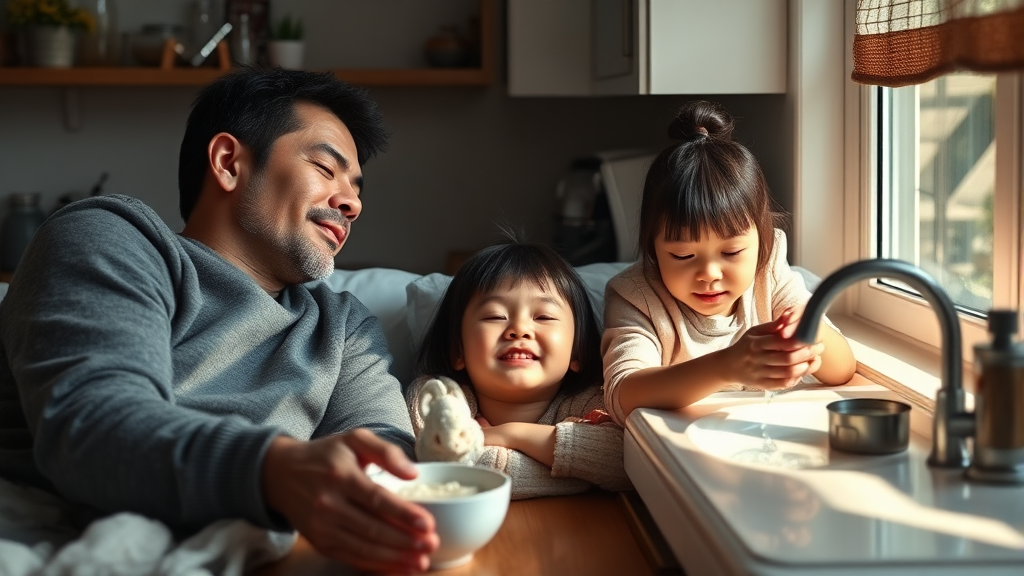 노로바이러스 치료 및 관리법 (realistic 스타일)