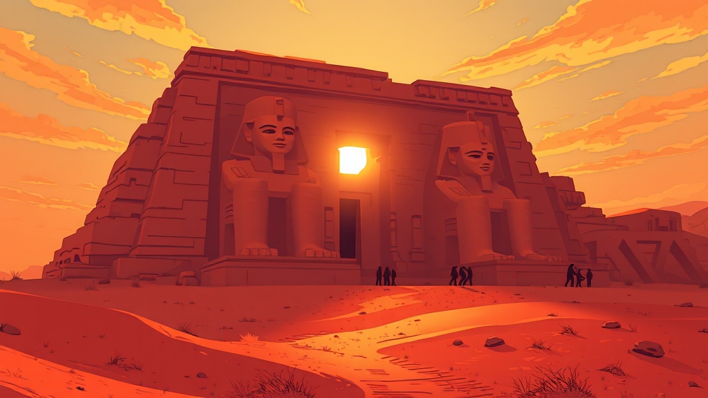 4일차: 아부심벨 새벽의 감동 (illustration 스타일)