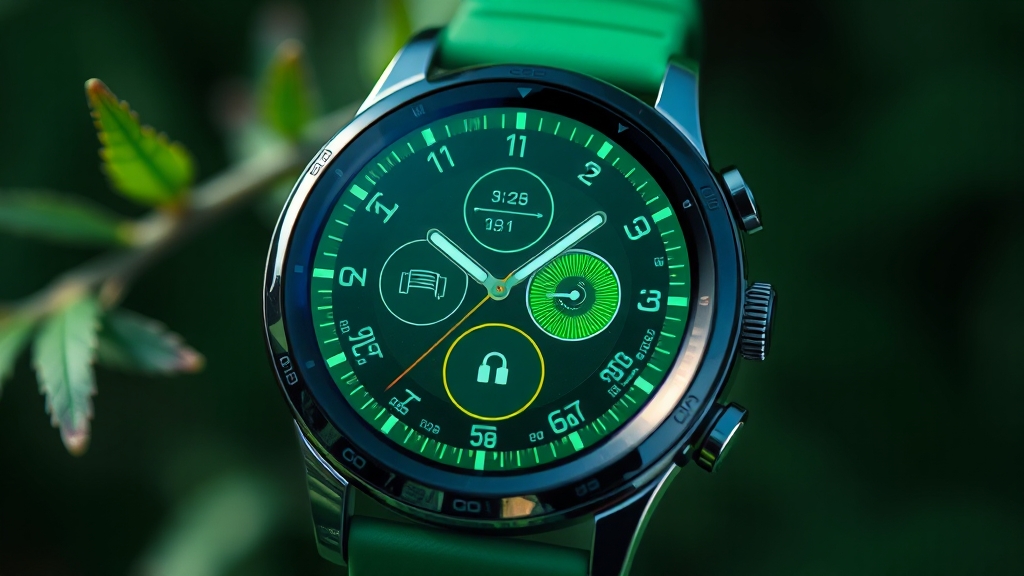 워치7 그린: 주요 기능 & 스펙 (realistic 스타일)