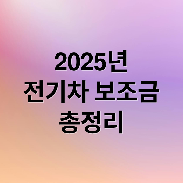 2025년
전기차 보조금
총정리 (2025 전기차 보조금)