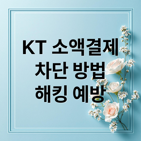 KT 소액결제
차단 방법
해킹 예방 (KT 소액결제 차단 해지)