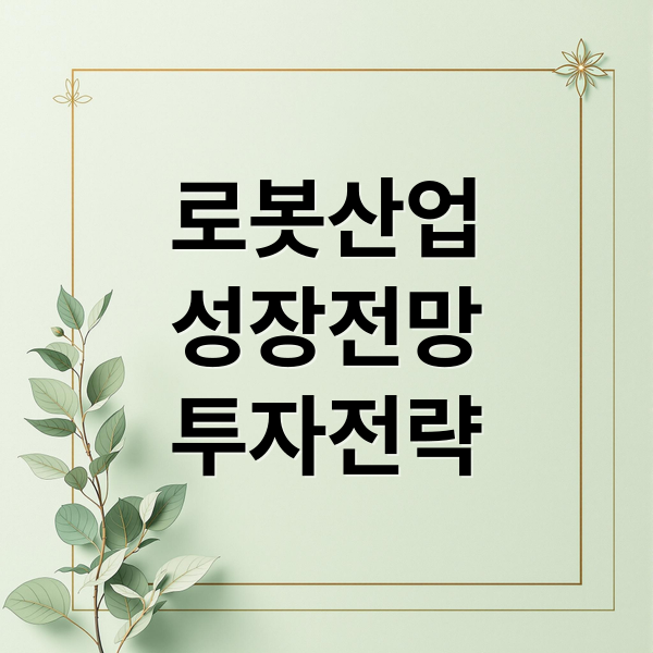 로봇산업
성장전망
투자전략 (로봇 관련주 총정리)