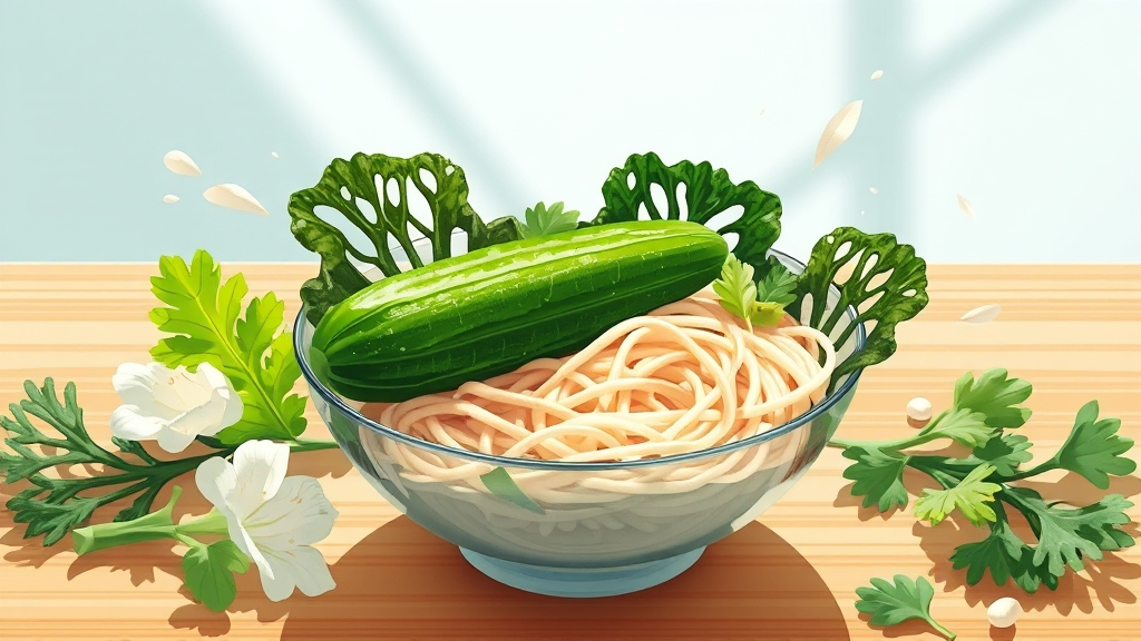 신선한 채소 활용한 보양식 (illustration 스타일)