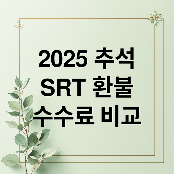 2025 추석
SRT 환불
수수료 비교 (2025추석SRT환불수수료)
