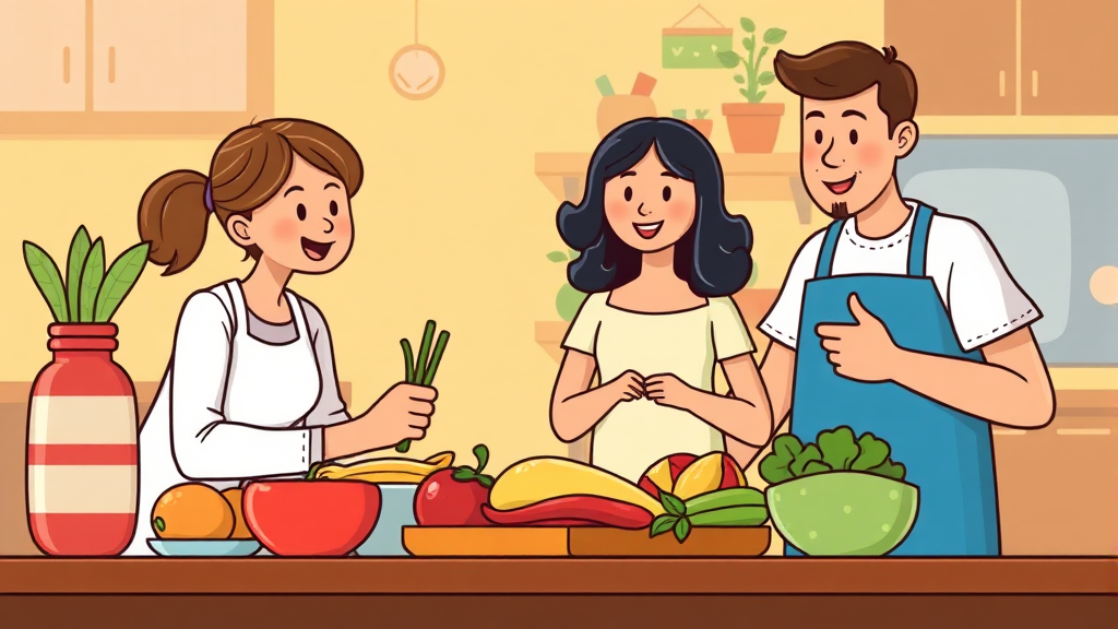 건강한 식습관으로 당뇨병 예방 및 관리하기 (cartoon 스타일)