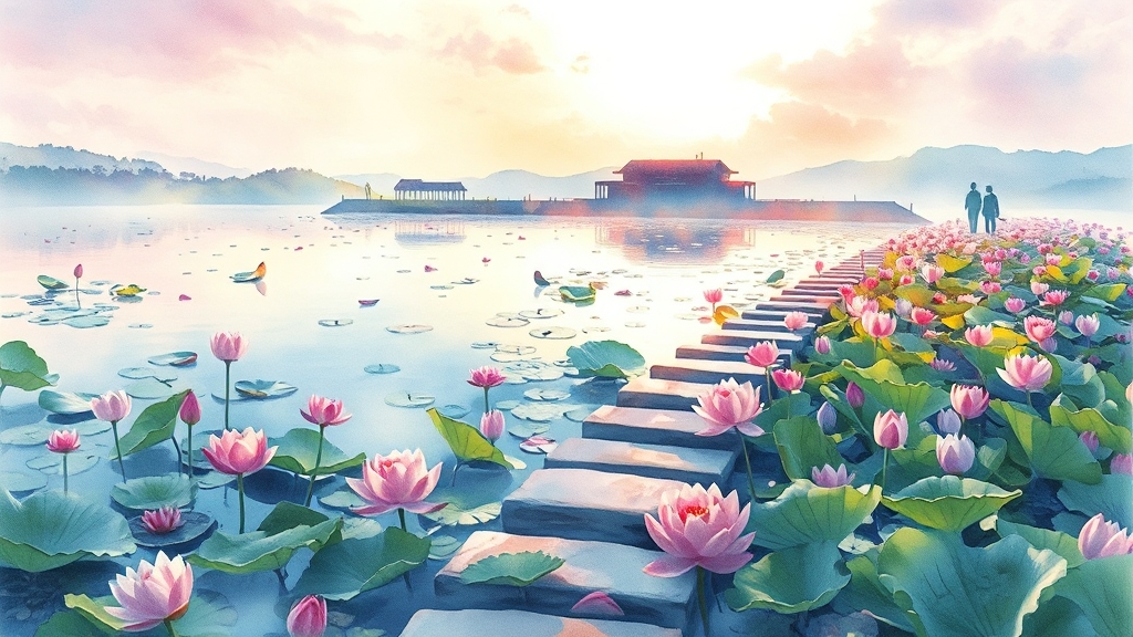 왕송호수 연꽃습지 핵심 정보 (watercolor 스타일)