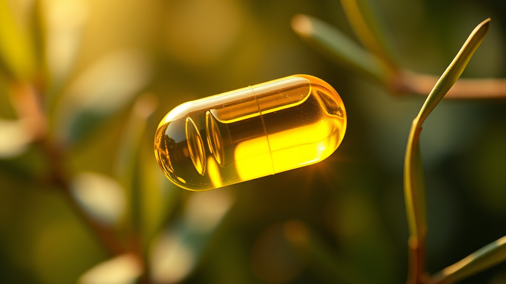 작은 캡슐 속 올리브오일의 놀라운 효능 (realistic 스타일)