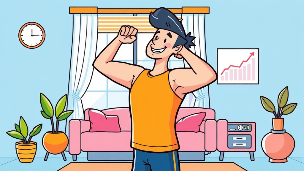 AI 홈트 장점은? (cartoon 스타일)