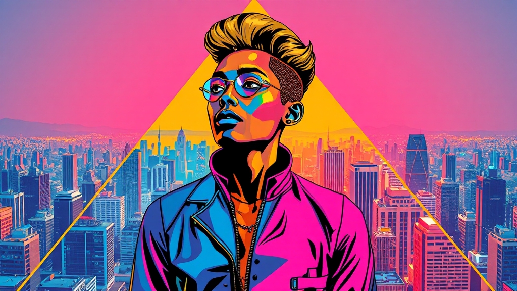 희토류, 첨단 산업의 핵심 자원 (popart 스타일)