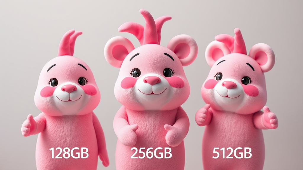 저장 용량 선택 가이드 (realistic 스타일)