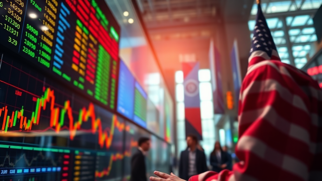 글로벌 경제 이슈와 미국 증시의 연관성 (realistic 스타일)